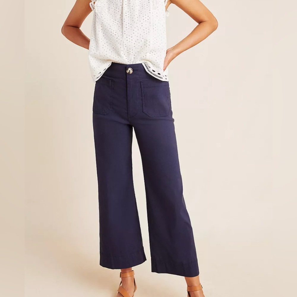Anthropologie Navy Maeve Colette Cropped Pants